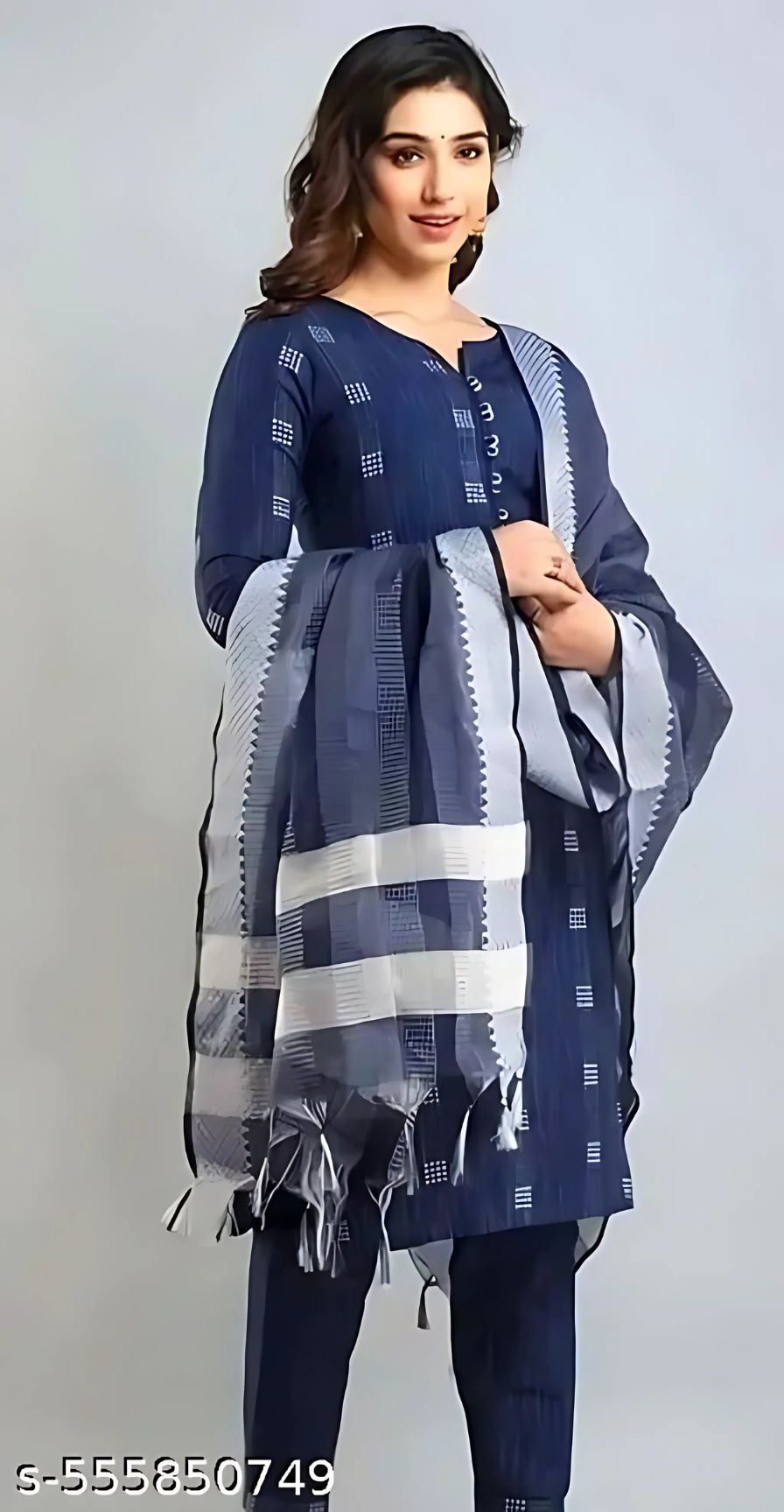 ✨ Elegant Indigo Handloom Cotton Suit Set ✨