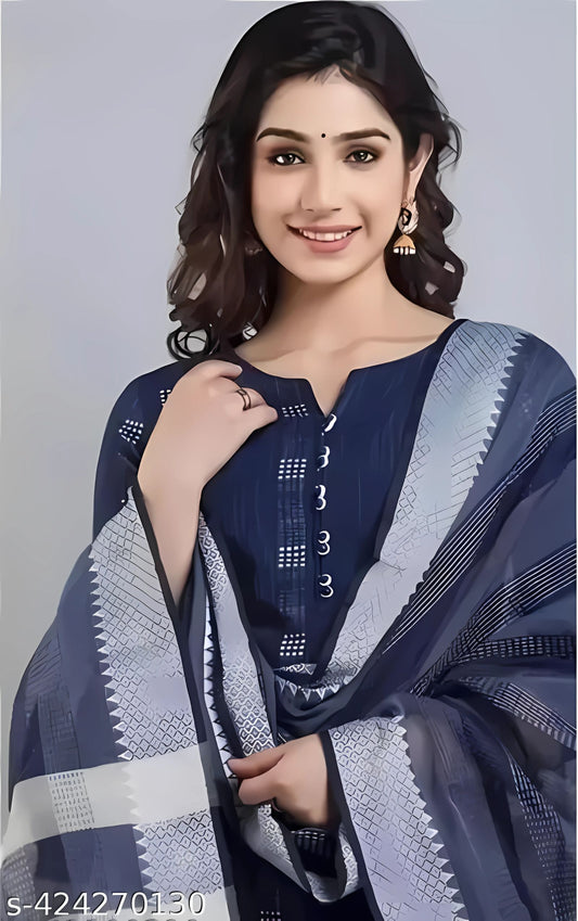 ✨ Elegant Indigo Handloom Cotton Suit Set ✨